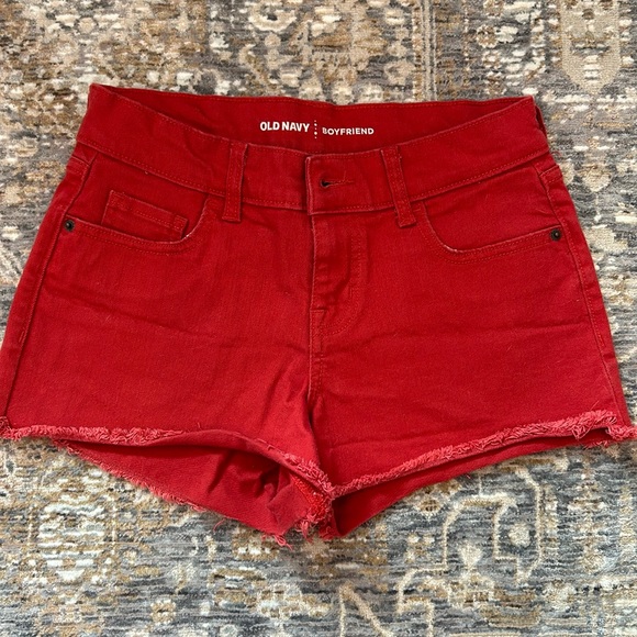 Old Navy red “boyfriend” style jean shorts. Size 2 - Picture 1 of 6